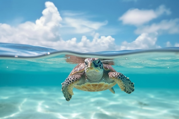 Bezpłatne zdjęcie Żółwie pływające w oceanie