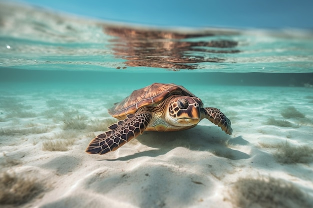 Bezpłatne zdjęcie Żółwie pływające w oceanie