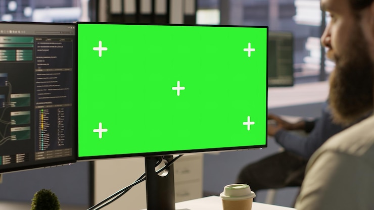 Bezpłatny plik Zdjęcie zwiększenie wzoru monitora pc używanego przez eksperta it w biurze