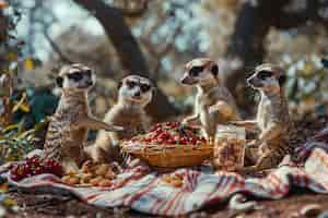 Bezpłatne zdjęcie zwierzęta na pikniku