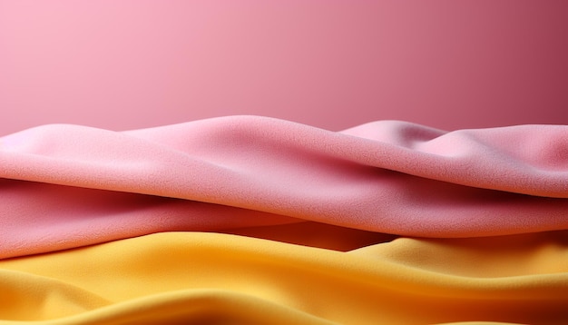 Bezpłatne zdjęcie Żywa, jedwabna, żółto-różowa, abstrakcyjna elegancja generowana przez sztuczną inteligencję