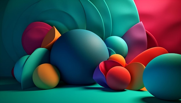Żywe kolorowe balony symbolizują zabawę urodzinową generowaną przez sztuczną inteligencję