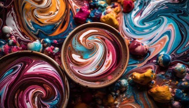 Żywe kolory rozpryskujące się na ceramice z elegancją generowaną przez sztuczną inteligencję