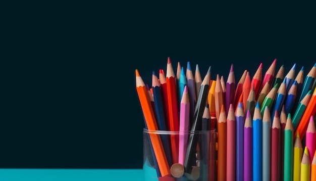 Żywe kolory ułożone na stole dla kreatywności generowanej przez AI