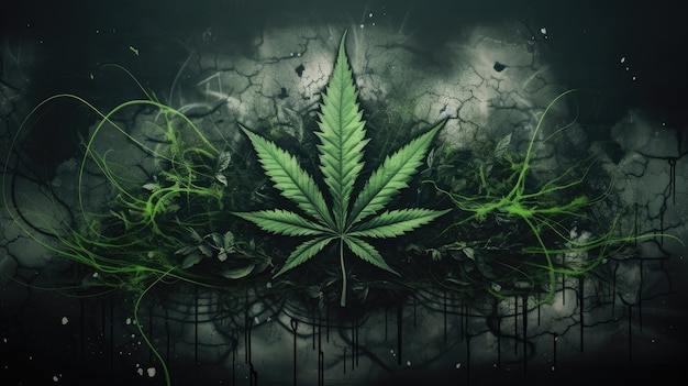 Bezpłatne zdjęcie Żywe liście rośliny marihuany o żywych zielonych kolorach