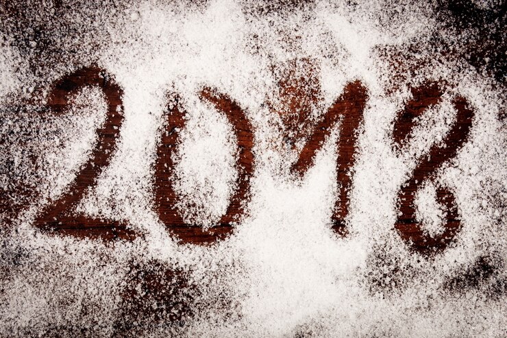 Foto gratuito 2018, navidad, año nuevo, fondo, en, madera