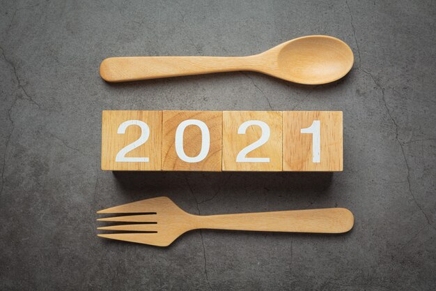 2021 concepto de letras del número