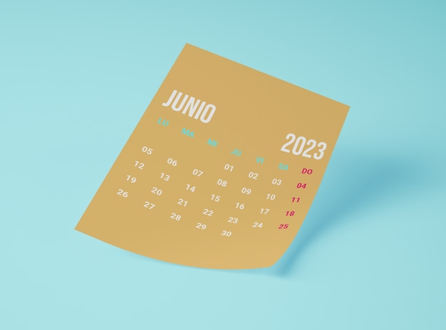 Foto gratuita 2023 calendario mensual bodegón