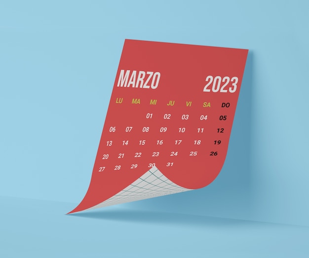 Foto gratuita 2023 calendario mensual bodegón