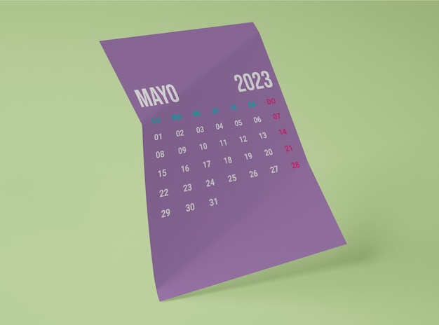 Foto gratuita 2023 calendario mensual bodegón