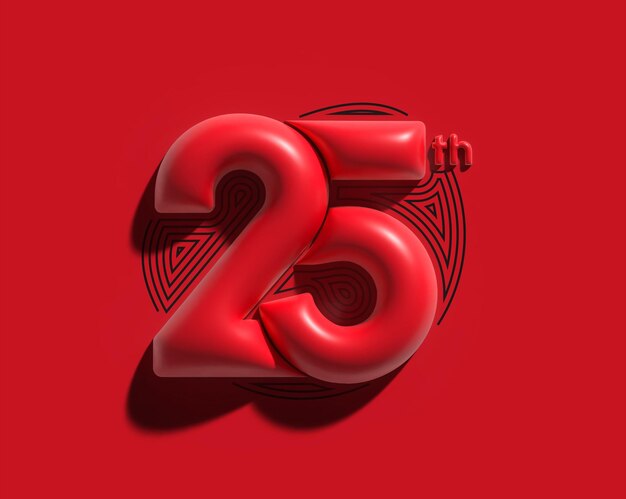 25 años aniversario celebración 3d render
