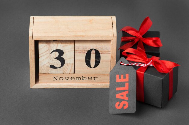 30 de noviembre concepto de venta de cyber monday de regalos
