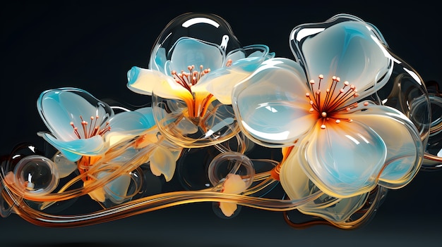 3d abstract hermosas flores