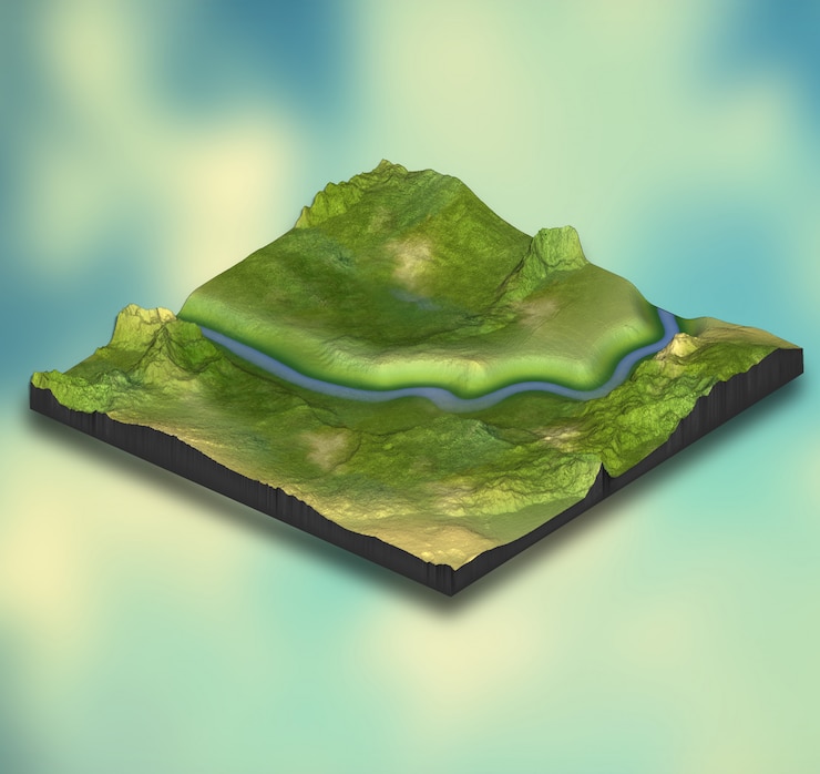 Photo Gratis 3d abstract isometric landscape design on gradient background