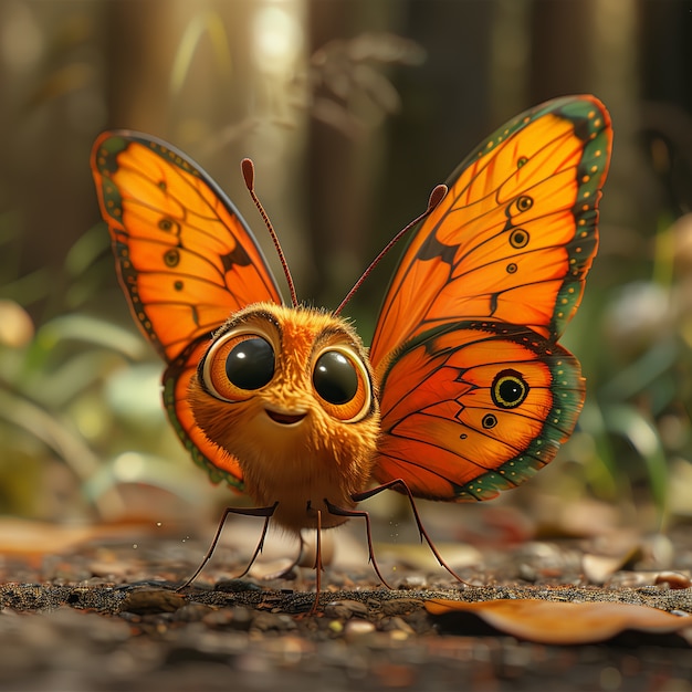 Foto gratuita 3d cartoon animated butterfly