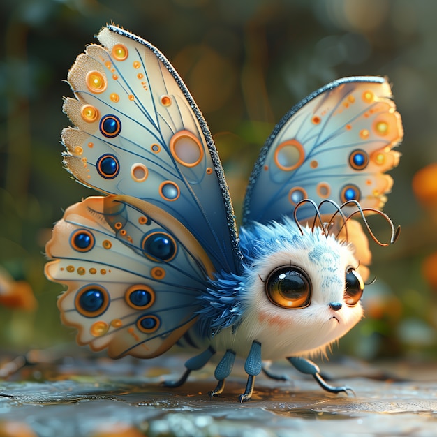 Foto gratuita 3d cartoon animated butterfly