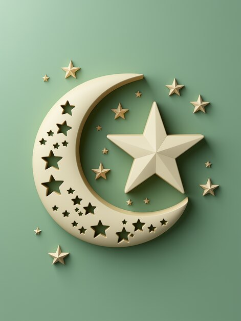 3d celebración del ramadán luna creciente