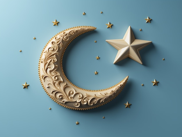 3d celebración del ramadán luna creciente