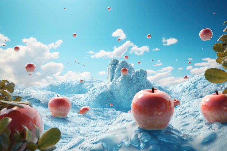 Foto gratuito 3d deliciosas frutas de temporada