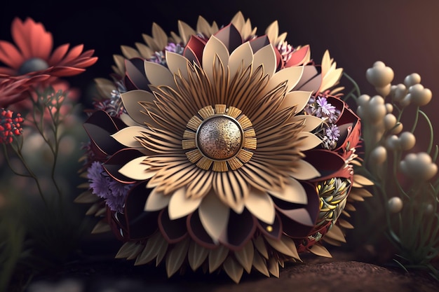 3d flor boho render generativo ai