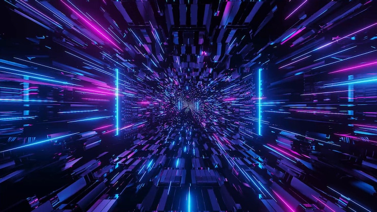 Photo Gratis 3d illustration of blue and purple futuristic sci-fi techno lights-cool background