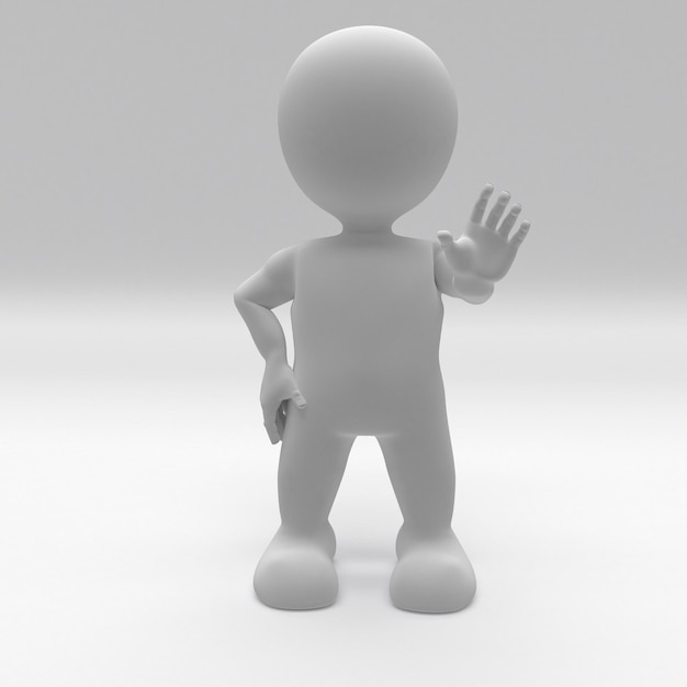 3D Morph Man extendiendo la mano para detener