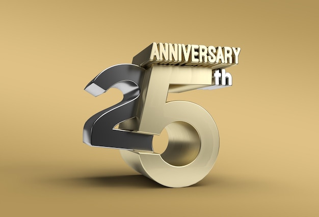 Foto gratuita 3d render 25th years anniversary celebration pen tool trazado de recorte creado incluido en jpeg fácil de componer