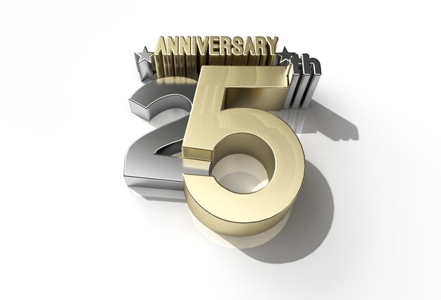 3D Render 25th Years Anniversary Celebration Pen Tool Trazado de recorte creado incluido en JPEG Fácil de componer