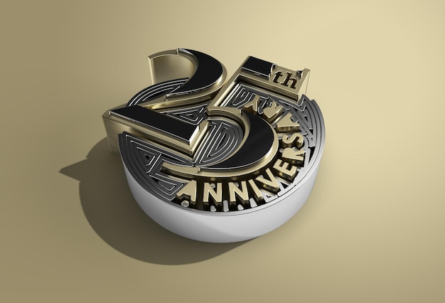 Foto gratuita 3d render 25th years anniversary celebration pen tool trazado de recorte creado incluido en jpeg fácil de componer