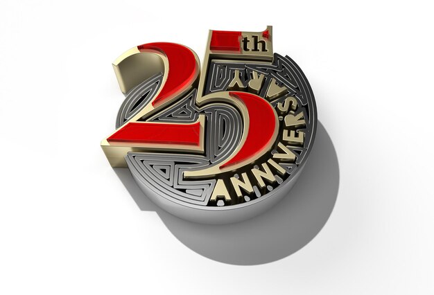 3D Render 25th Years Anniversary Celebration Pen Tool Trazado de recorte creado incluido en JPEG Fácil de componer