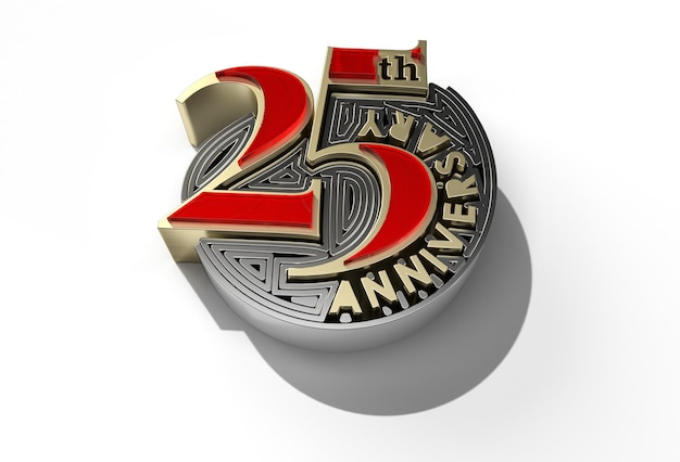 3D Render 25th Years Anniversary Celebration Pen Tool Trazado de recorte creado incluido en JPEG Fácil de componer