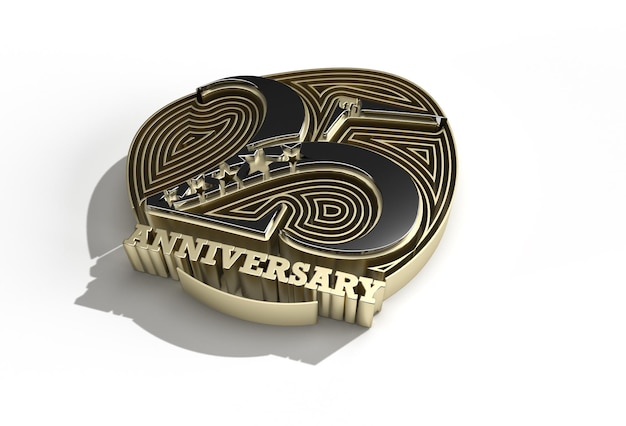 3D Render 25th Years Anniversary Celebration Pen Tool Trazado de recorte creado incluido en JPEG Fácil de componer