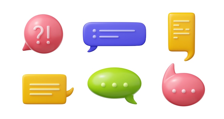 Foto gratuito 3d render burbujas de discurso globos de chat aislados