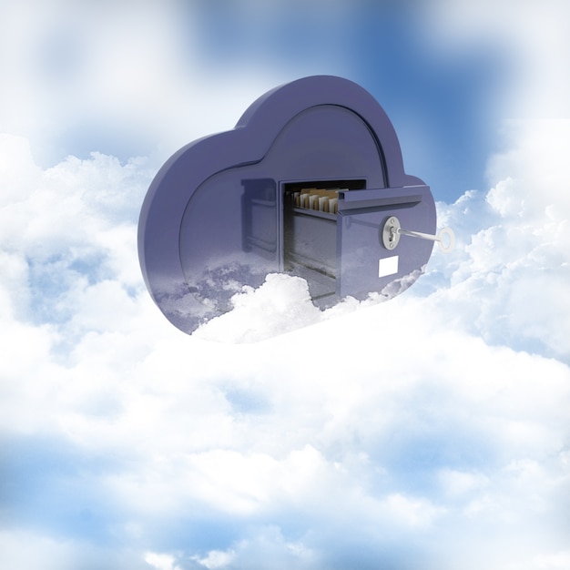 3d render de un concepto de almacenamiento en línea en las nubes