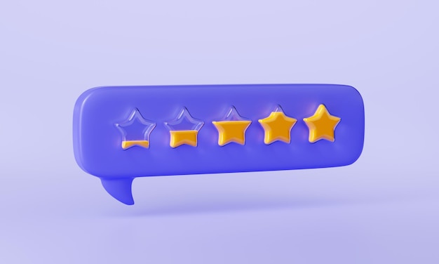 Foto gratuita 3d render estrellas de comentarios de los clientes en burbujas de discurso