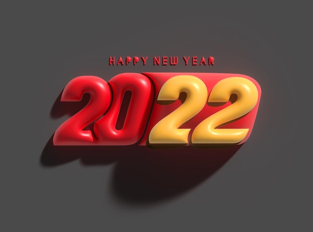 3D Render Feliz Año Nuevo 2022 Diseño de tipografía de texto.