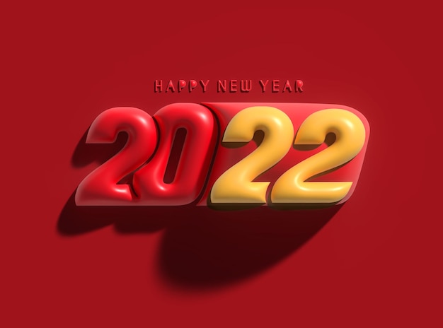 3D Render Feliz Año Nuevo 2022 Diseño de tipografía de texto.