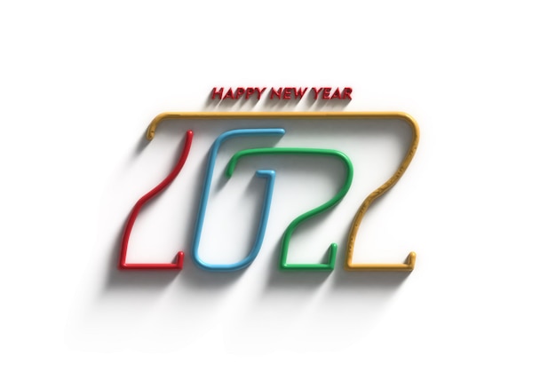 3D Render Feliz Año Nuevo 2022 Diseño de tipografía de texto.