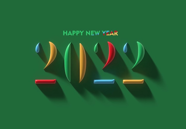 Foto gratuita 3d render feliz año nuevo 2022 diseño de tipografía de texto.