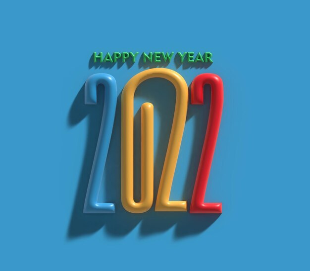 3D Render Feliz Año Nuevo 2022 Diseño De Tipografía De Texto.