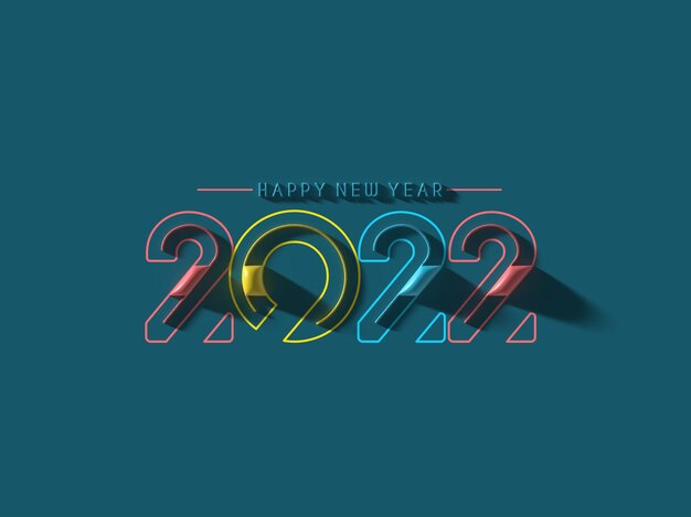 3D Render Feliz Año Nuevo 2022 Diseño De Tipografía De Texto.