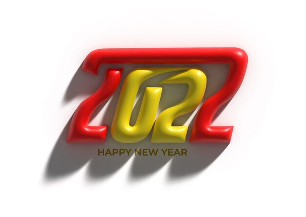 3D Render Feliz Año Nuevo 2022 Ilustración de diseño de tipografía de texto.