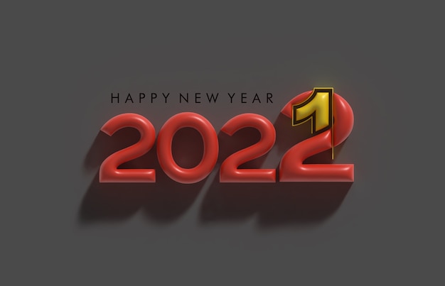3D Render Feliz Año Nuevo 2022 Ilustración de diseño de tipografía de texto.