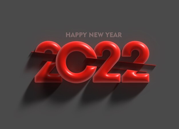 3D Render Feliz Año Nuevo 2022 Ilustración de diseño de tipografía de texto.