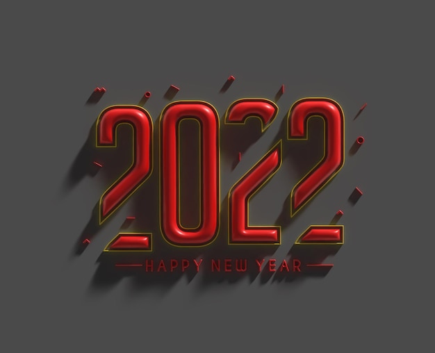 3D Render Feliz Año Nuevo 2022 Ilustración de diseño de tipografía de texto.