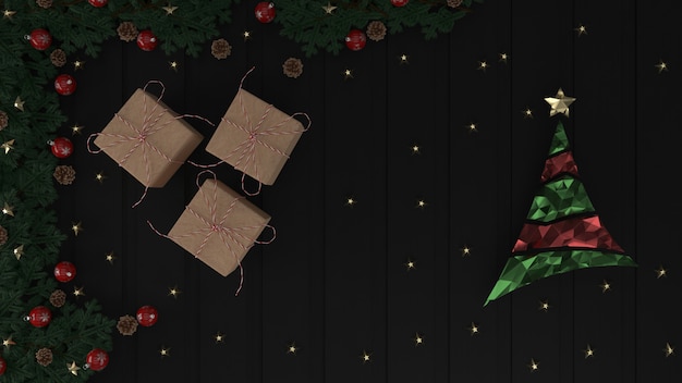 Foto gratuita 3d render fondo de navidad para tarjeta de felicitación