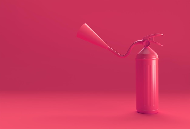 Foto gratuita 3d render fondo rojo pastel del extintor de incendios.