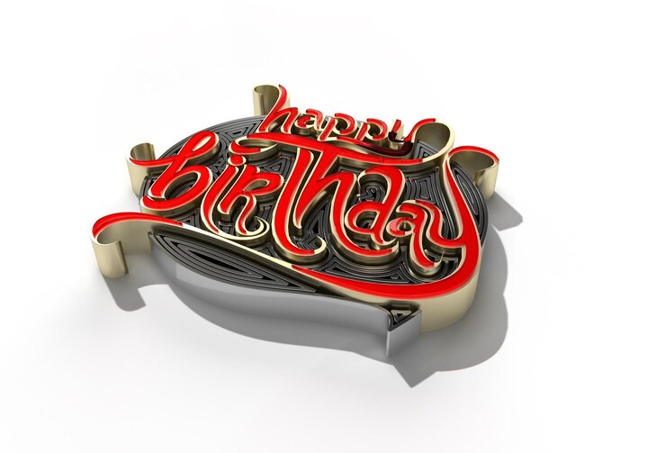 Foto gratuito 3d render happy birthday text pen tool creada trazado de recorte incluido en jpeg fácil de componer