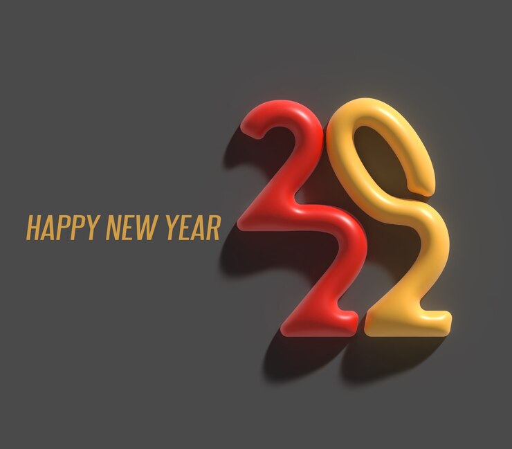 Photo Gratis 3d render happy new year 2022 text typography design.