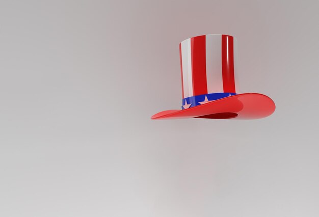 3D Render Icono de sombrero de cilindro estilo 3d Diseño de concepto del 4 de julio